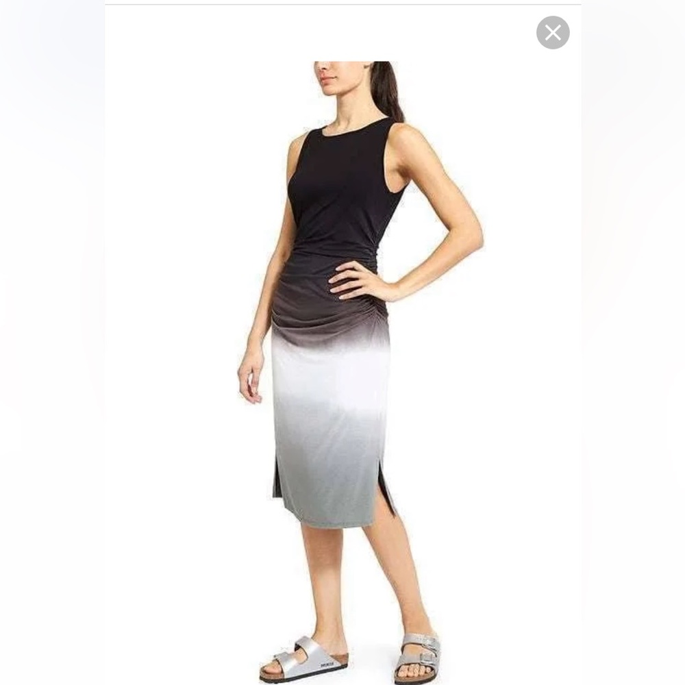Athleta Ombre Tie dye ruched midi dress